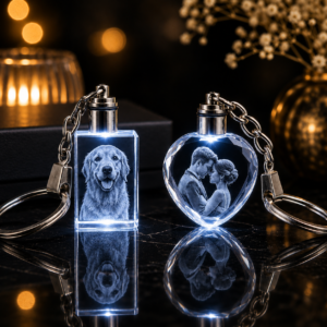Personalized K9 Crystal LED Keychains – Custom Inner Engraved